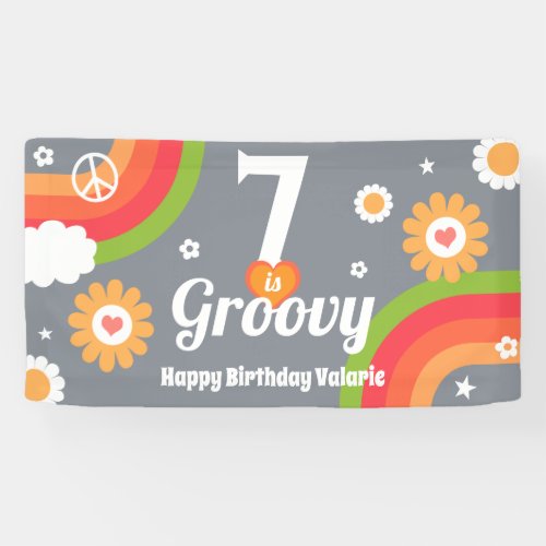 Retro Groovy 7th Birthday  Banner