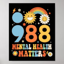 Retro Groovy 988 Mental Health Matters Suicide Pre Poster