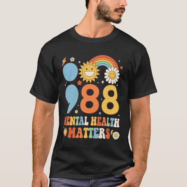 Retro Groovy 988 Mental Health Matters Suicide Pre T-Shirt (Front)
