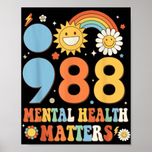 Retro Groovy 988 Mental Health S Suicide Preventio Poster