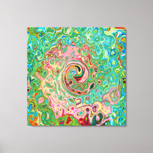 Retro Groovy Abstract Colorful Rainbow Swirl Canvas Print