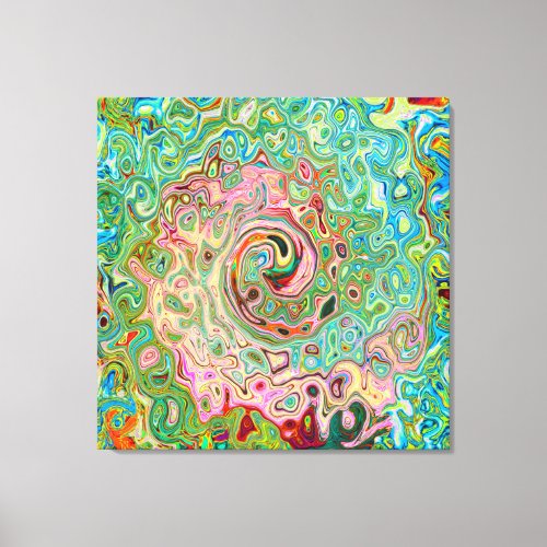 Retro Groovy Abstract Colorful Rainbow Swirl Canvas Print