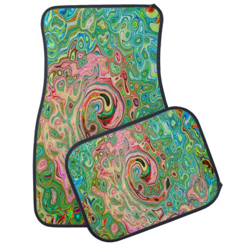 Retro Groovy Abstract Colorful Rainbow Swirl Car Floor Mat