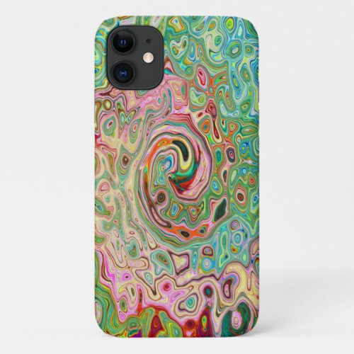 Retro Groovy Abstract Colorful Rainbow Swirl iPhone 11 Case