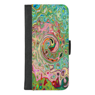 Retro Groovy Abstract Colorful Rainbow Swirl iPhone 8/7 Plus Wallet Case