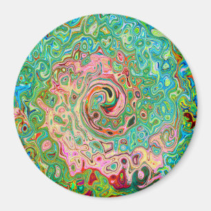 Retro Groovy Abstract Colorful Rainbow Swirl Magnet