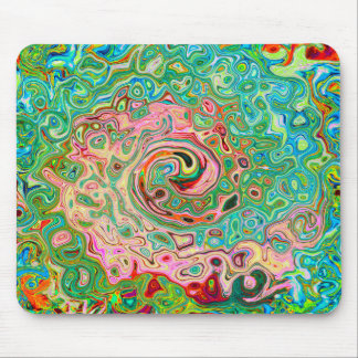 Retro Groovy Abstract Colorful Rainbow Swirl Mouse Pad