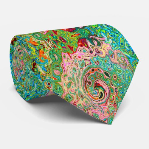 Retro Groovy Abstract Colorful Rainbow Swirl Neck Tie