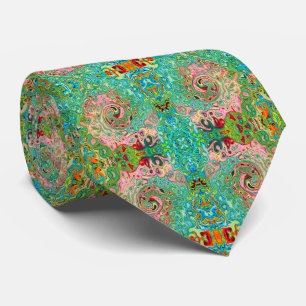 Retro Groovy Abstract Colorful Rainbow Swirl Neck Tie