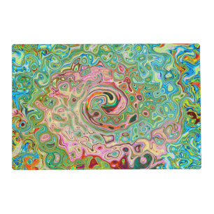 Retro Groovy Abstract Colorful Rainbow Swirl Placemat