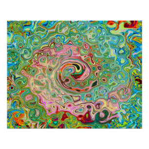 Retro Groovy Abstract Colorful Rainbow Swirl Poster