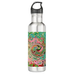 Retro Groovy Abstract Colorful Rainbow Swirl Stainless Steel Water Bottle
