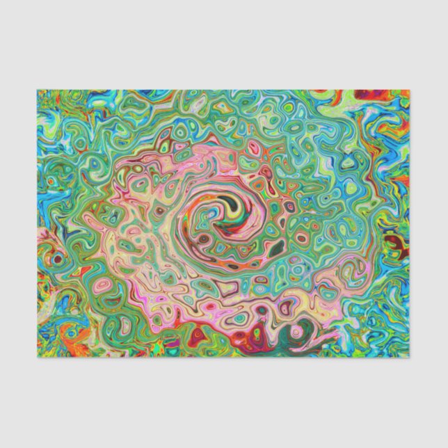 Retro Groovy Abstract Colorful Rainbow Swirl Tissue Paper (Front)