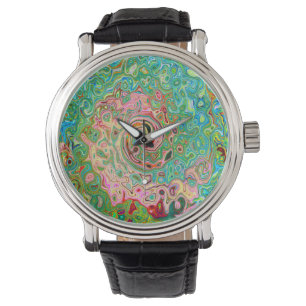 Retro Groovy Abstract Colorful Rainbow Swirl Watch