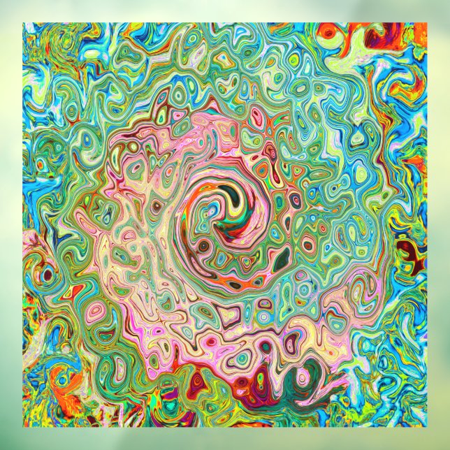 Retro Groovy Abstract Colorful Rainbow Swirl Window Cling (Sheet 3)