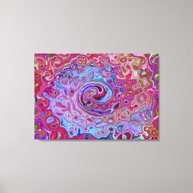 Retro Groovy Abstract Lavender and Magenta Swirl Canvas Print (Front)