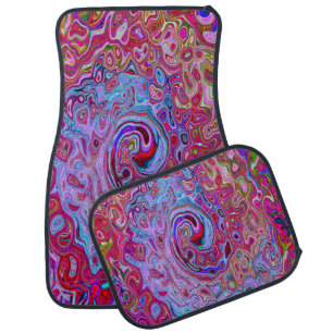Retro Groovy Abstract Lavender and Magenta Swirl Car Floor Mat