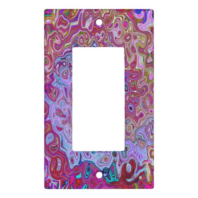 Retro Groovy Abstract Lavender and Magenta Swirl Light Switch Cover (Front)