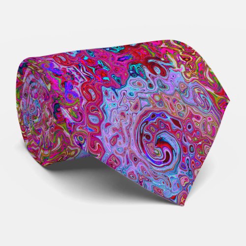 Retro Groovy Abstract Lavender and Magenta Swirl Neck Tie