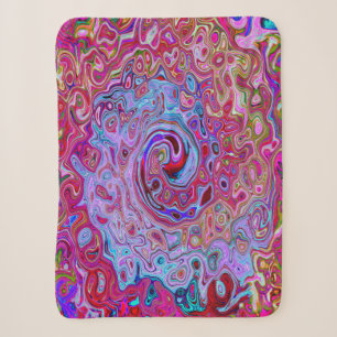Retro Groovy Abstract Lavender and Magenta Swirl Sherpa Blanket