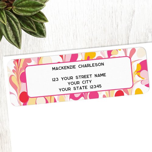 Retro Groovy Abstract Marble Return Address Label