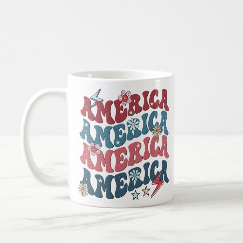 Retro Groovy America Independence Day Coffee Mug