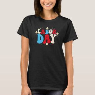 Retro Groovy American Flag Happy Labor Day Patriot T-Shirt