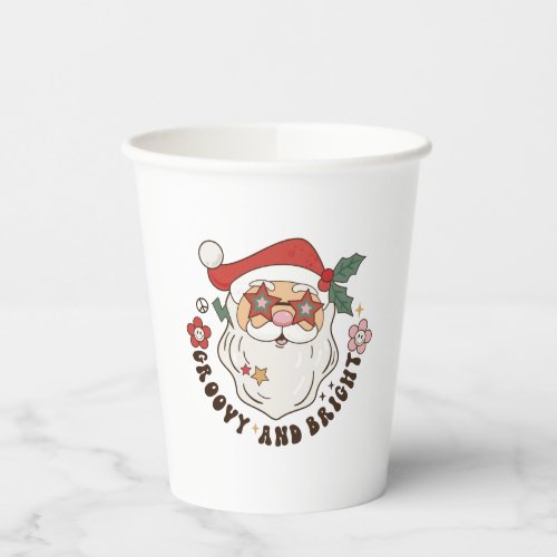 Retro Groovy and Bright Christmas Paper Cups