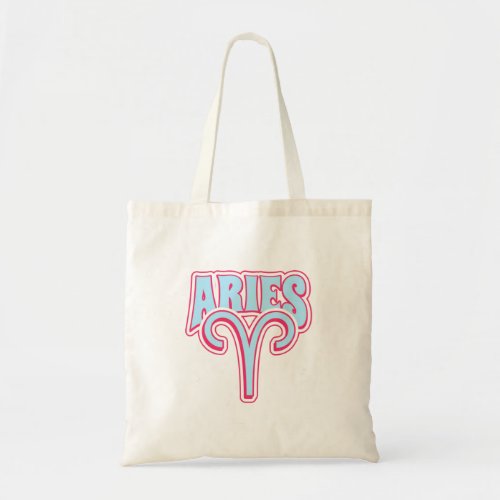 Retro Groovy Aries zodiac sign girly astrology Tote Bag
