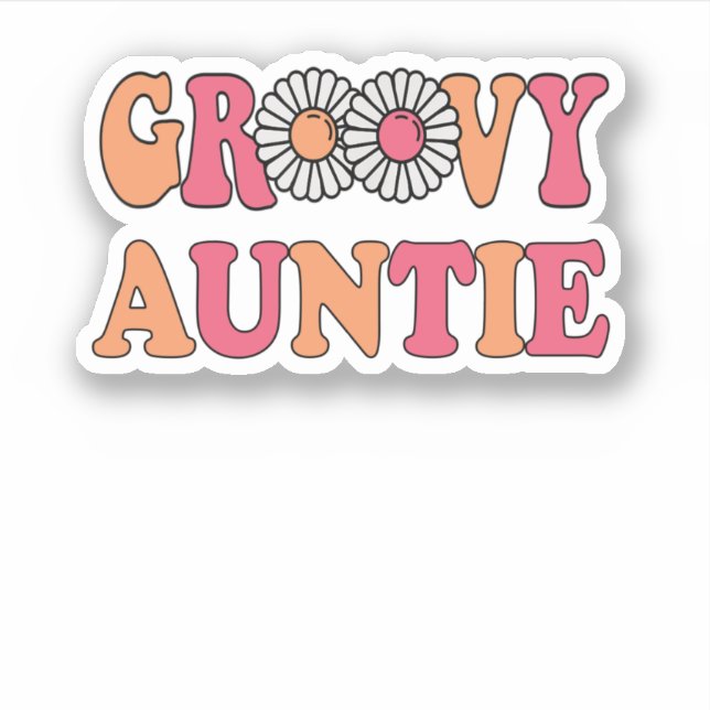 Retro Groovy Auntie Matching Family Sticker (Front)