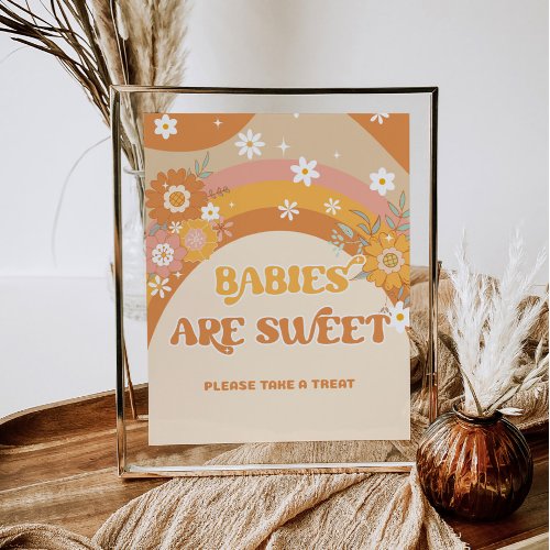 Retro groovy babies are sweet baby shower poster