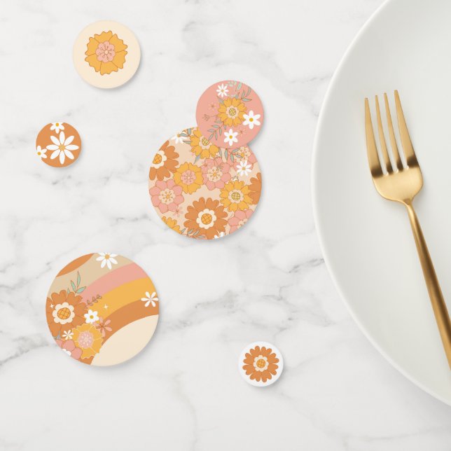 Retro groovy baby birthday confetti (Group)
