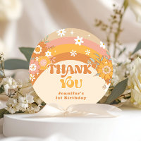 Retro groovy baby birthday thank you