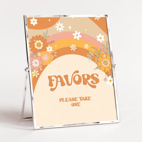Retro groovy baby hippy Favors pedestal sign