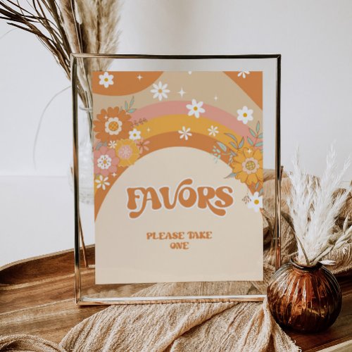 Retro groovy baby hippy Favors Poster
