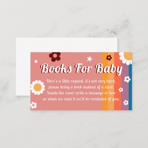 Retro Groovy Baby Shower Books Enclosure Card