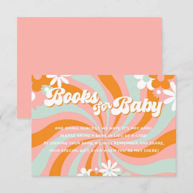 Retro Groovy Baby Shower Books for Baby Enclosure Card (Front/Back)