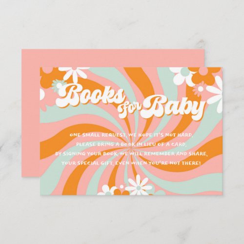 Retro Groovy Baby Shower Books for Baby Enclosure Card