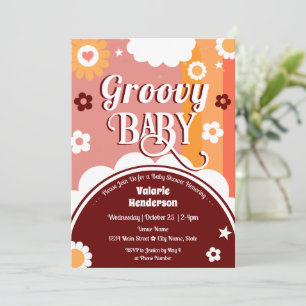 Retro Groovy Baby Shower Invitation