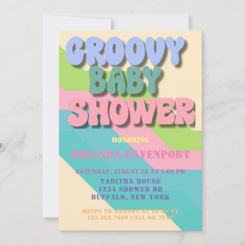 Retro Groovy Baby Shower Invitation