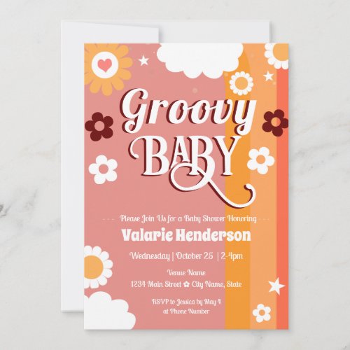Retro Groovy Baby Shower  Invitation