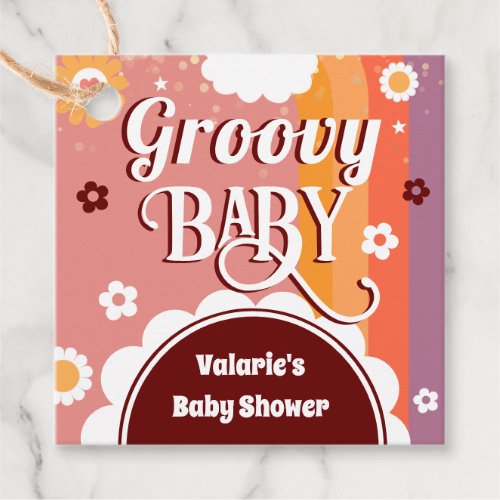 Retro Groovy Baby Shower  Invitation Favor Tags