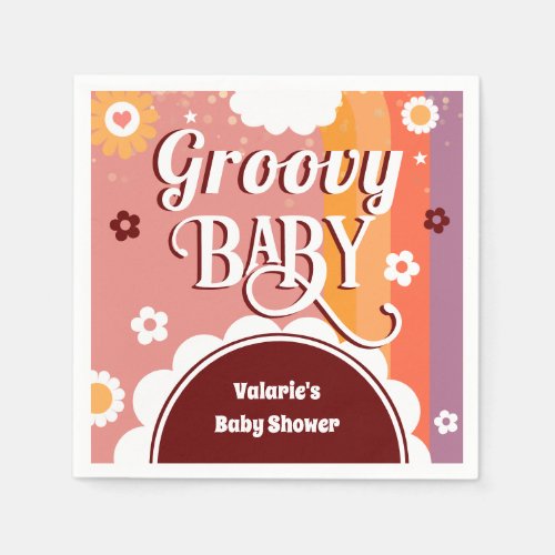 Retro Groovy Baby Shower  Invitation Napkins