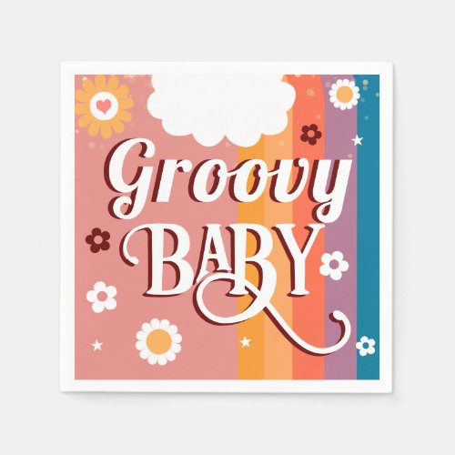 Retro Groovy Baby Shower Napkins