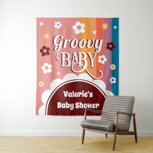 Retro Groovy Baby Shower Tapestry