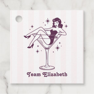 Retro Groovy Bach Lady Team Bride Bachelorette Favor Tags