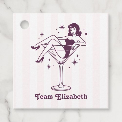 Retro Groovy Bach Lady Team Bride Bachelorette Favor Tags