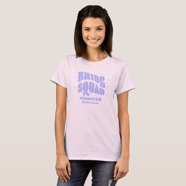 Retro Groovy Bachelorette Bride Squad Bridesmaid T-Shirt (Front Full)