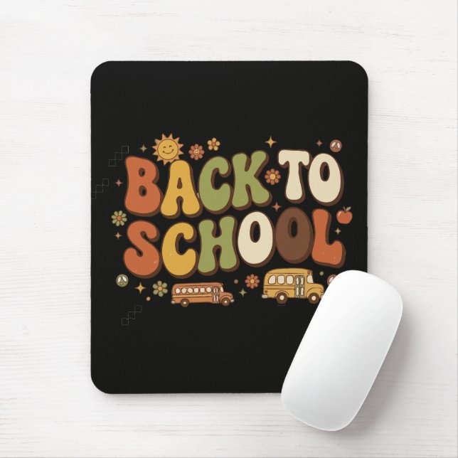  Retro Groovy Back to School Design Mouse Pad (With Mouse)