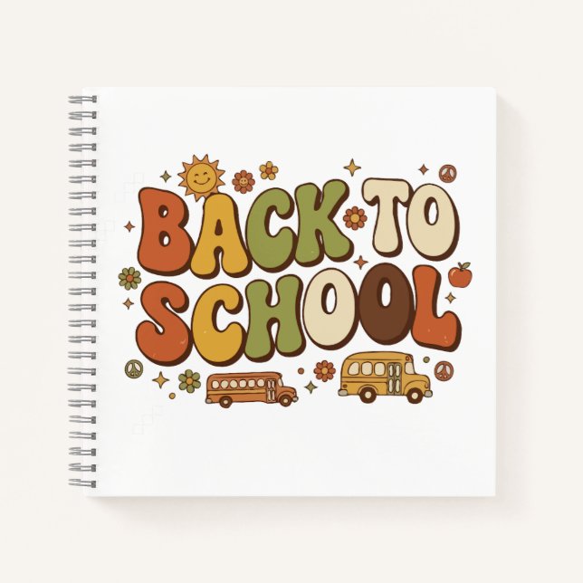  Retro Groovy Back to School Design Notebook (Front)